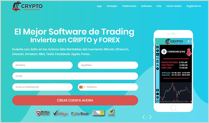 CryptoSeñales es un software de trading para invertir en forex y criptomonedas