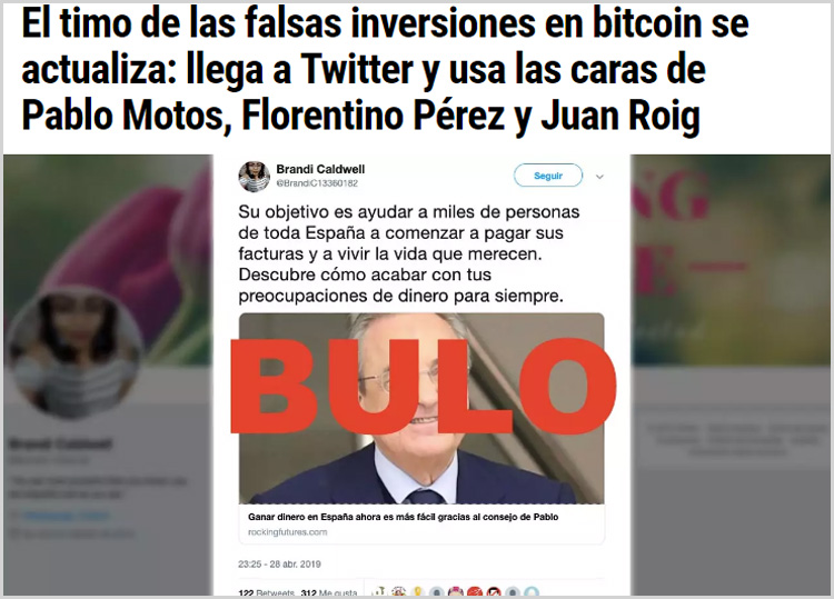 Fake news sobre plataformas fraudulentas de bitcoin asociadas a Juan Roig