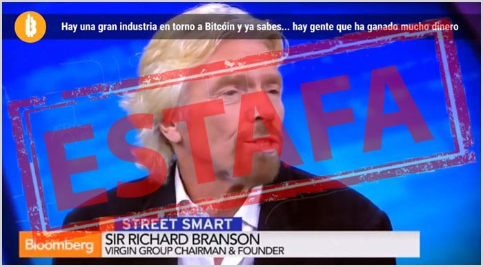 Richard Branson no esta hablando sobre esta plataforma, han manipulado su imagen
